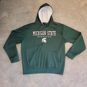 Michigan State Spartans Hoodie Mens Size XL Hooded Sweatshirt Fleece Green Logo